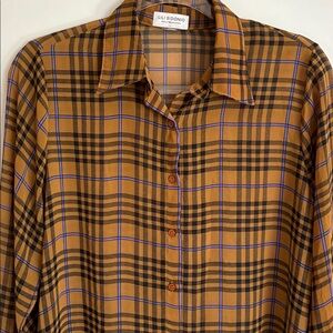 Molly Bracken - Lili Sidinio - Brown and Black Plaid Button Down Shirt